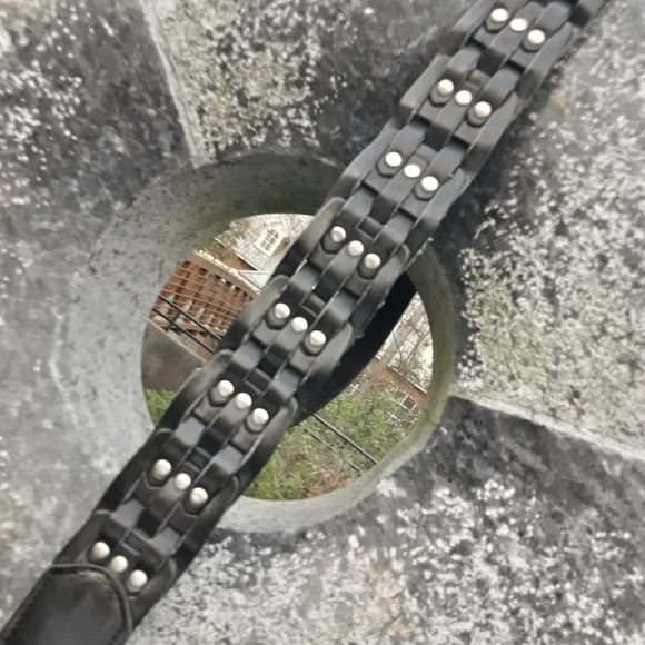 Genuine Leather Belt Metal Studded Rivets Grommets Gothic Grunge Punk Rock M-L - Picture 13 of 16